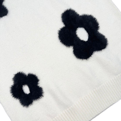 Women's Soft Touch Pullover with Flower Shape Jacquard and Ruffled Cuff for Winter Knitwear
