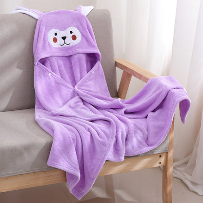Baby kids coral velvet bathrobe children's cape