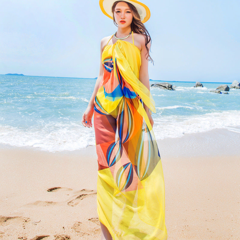 Silk Scarf Super Long Printed Scarf Sun Protection
